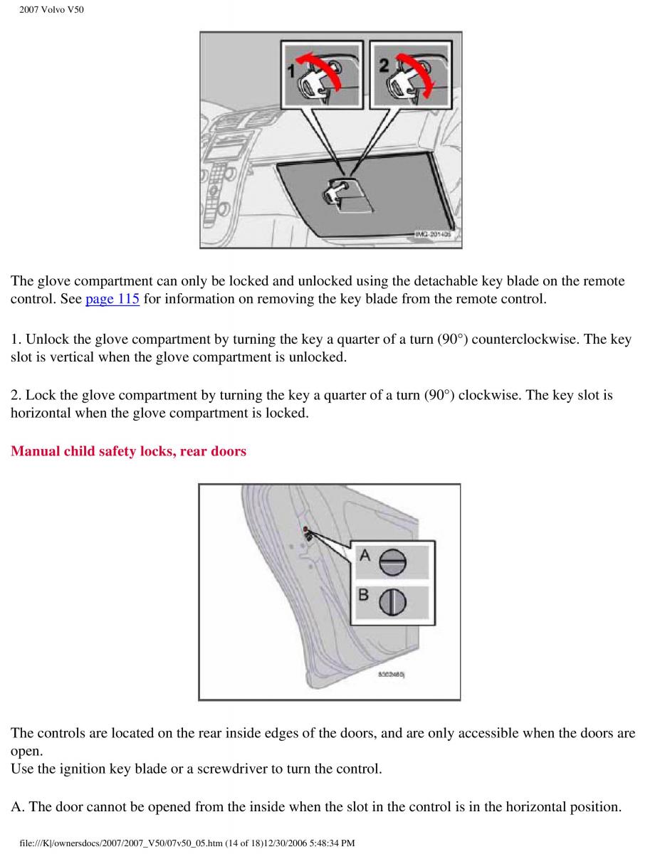 Volvo V50 owners manual / page 133