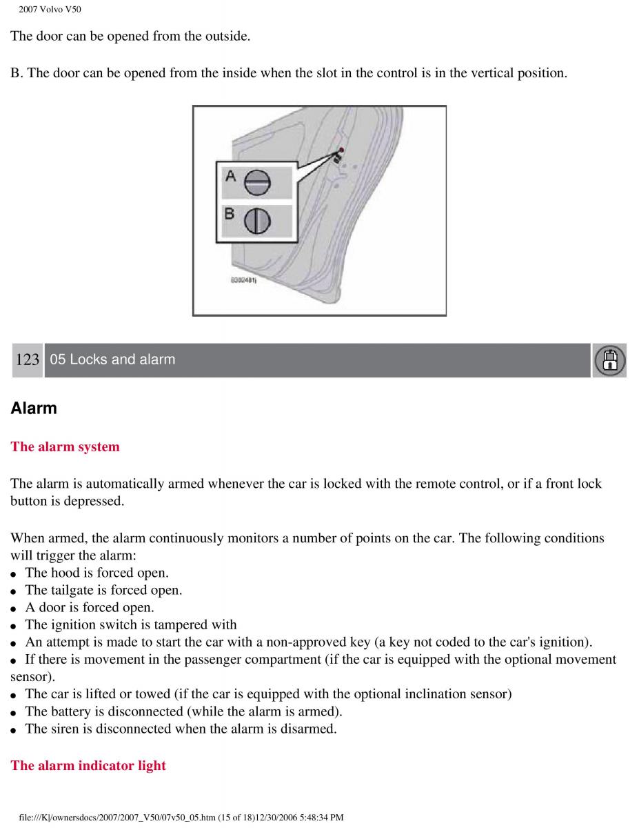 Volvo V50 owners manual / page 134