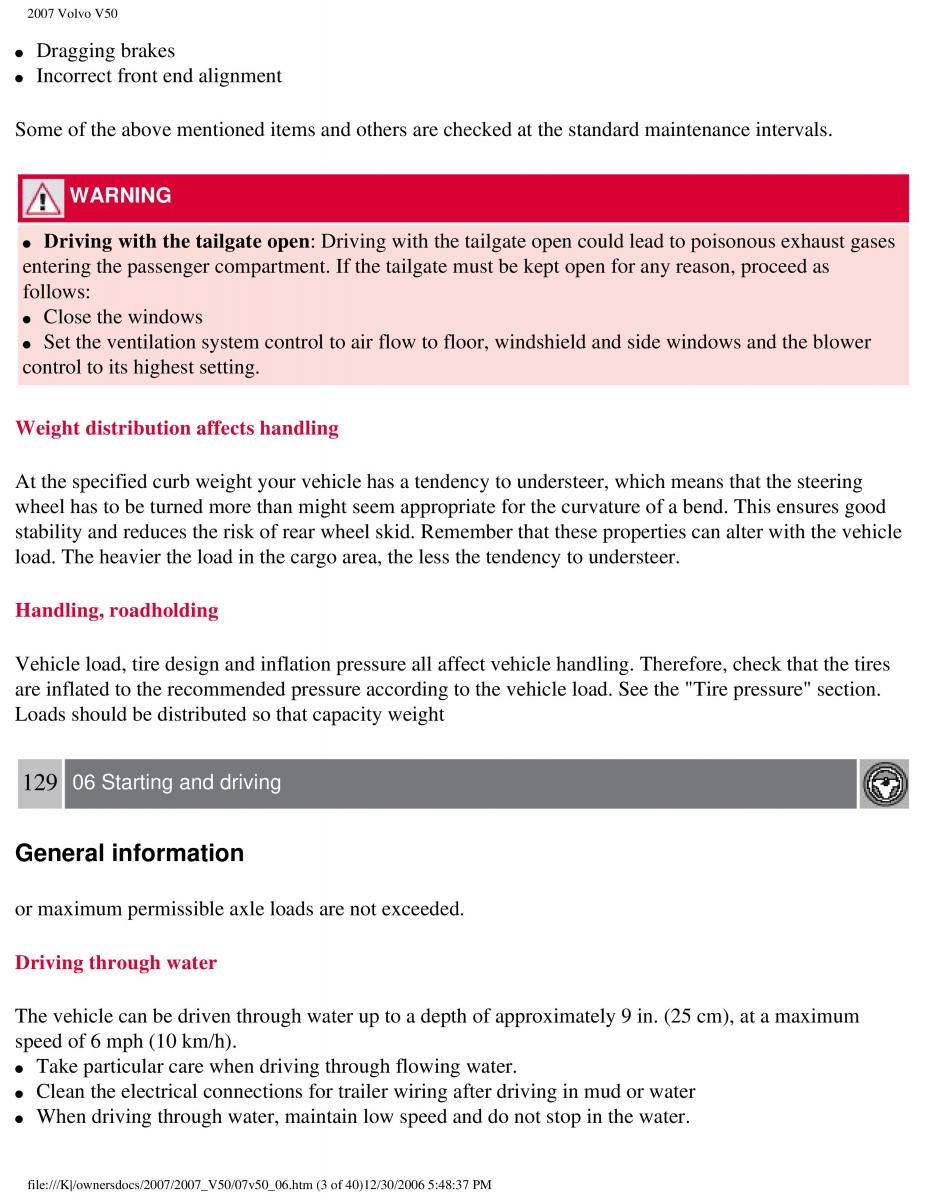 Volvo V50 owners manual / page 140