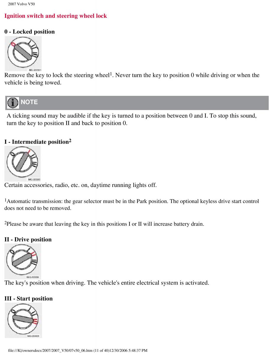 Volvo V50 owners manual / page 148