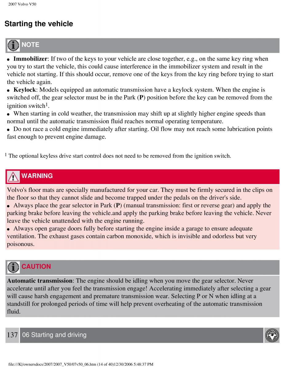 Volvo V50 owners manual / page 151