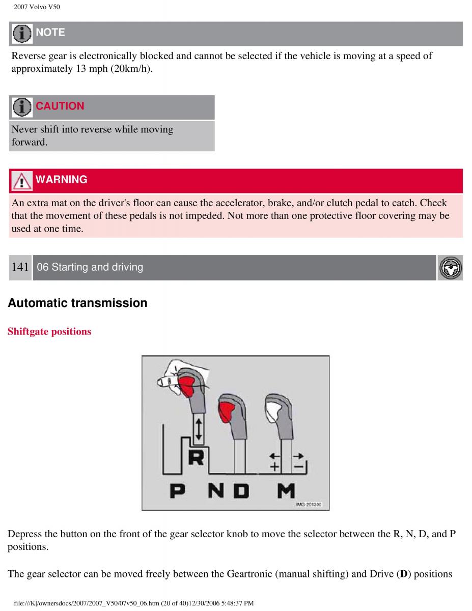 Volvo V50 owners manual / page 157