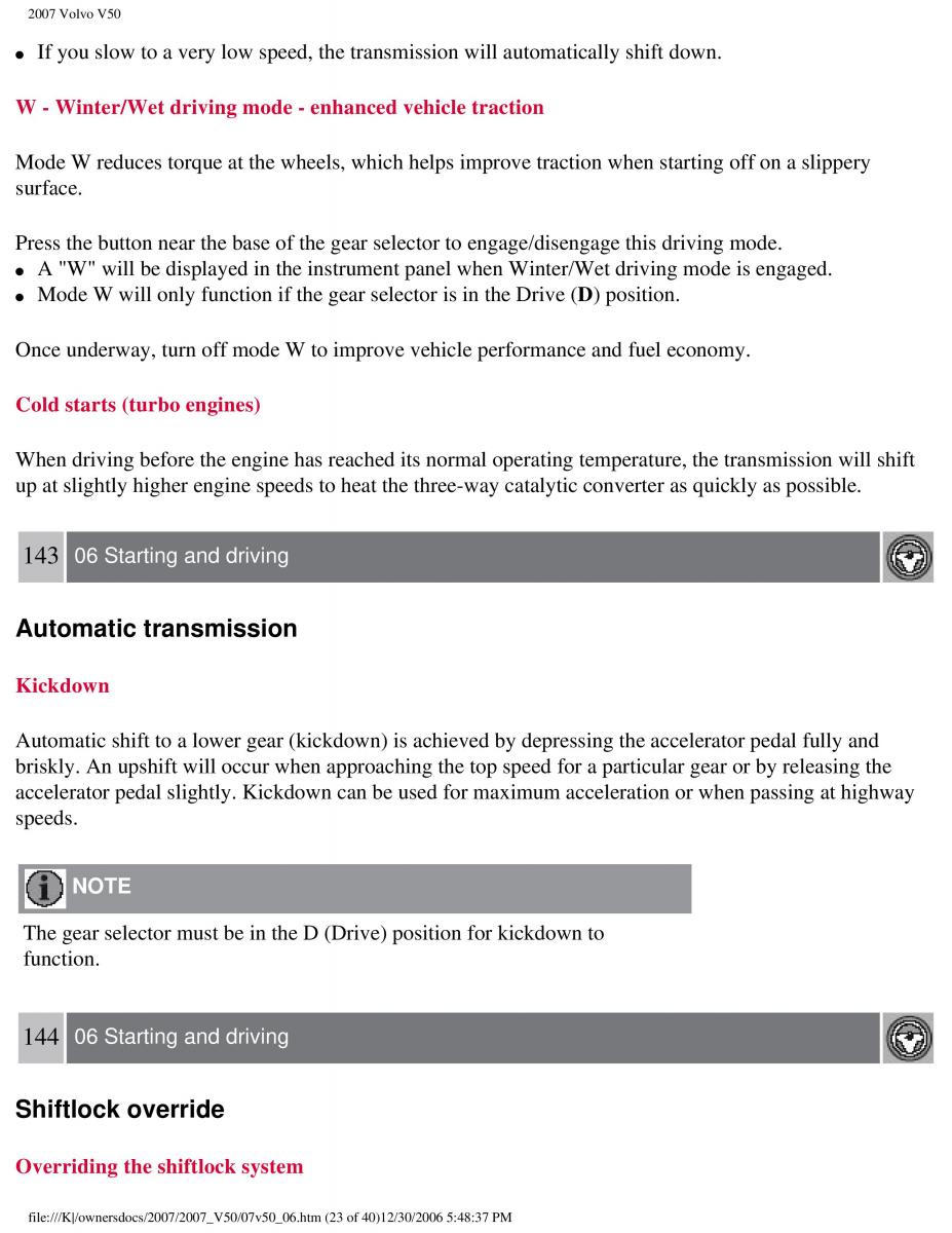 Volvo V50 owners manual / page 160