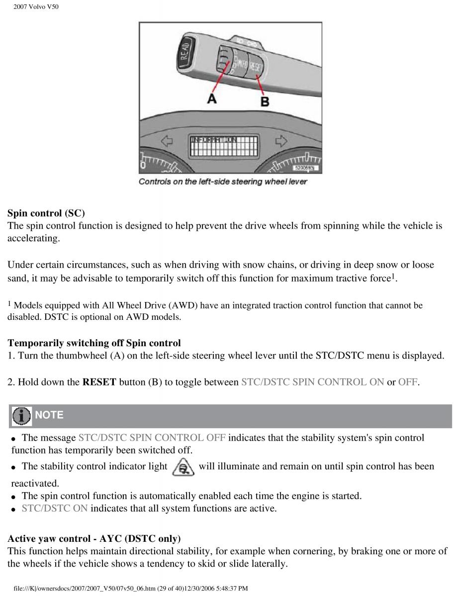 Volvo V50 owners manual / page 166