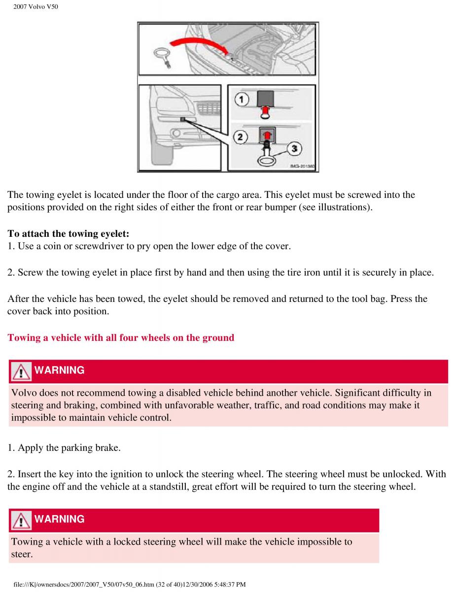 Volvo V50 owners manual / page 169