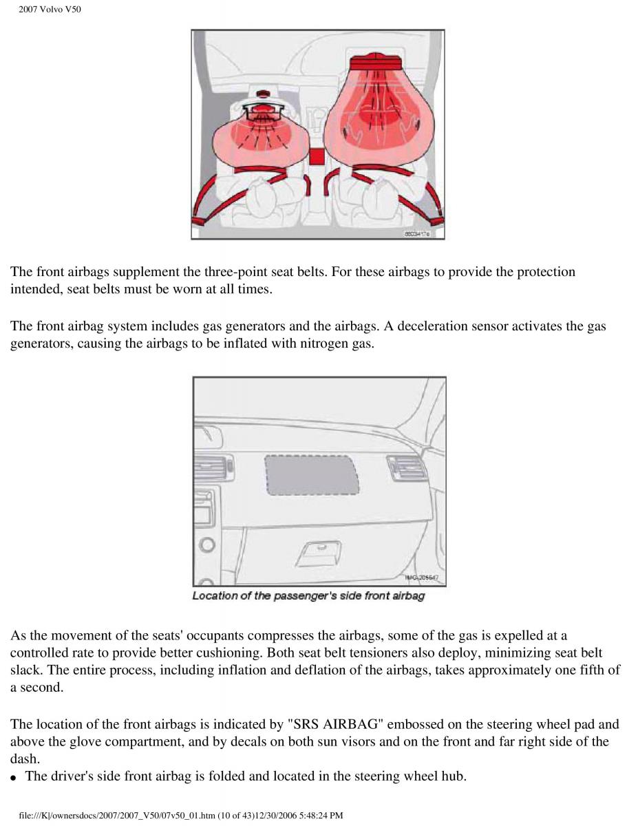 Volvo V50 owners manual / page 17