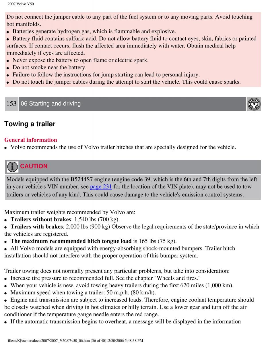 Volvo V50 owners manual / page 173