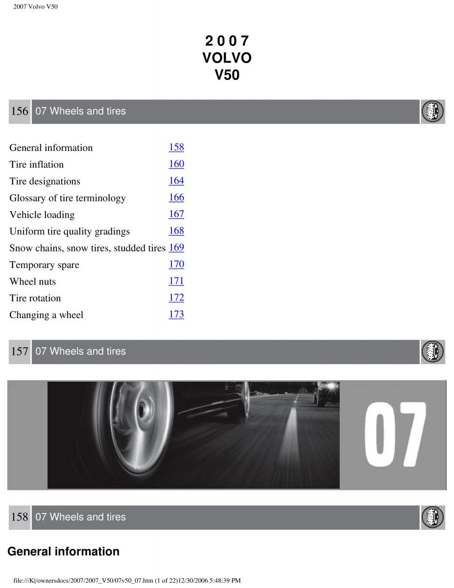 Volvo V50 owners manual / page 178