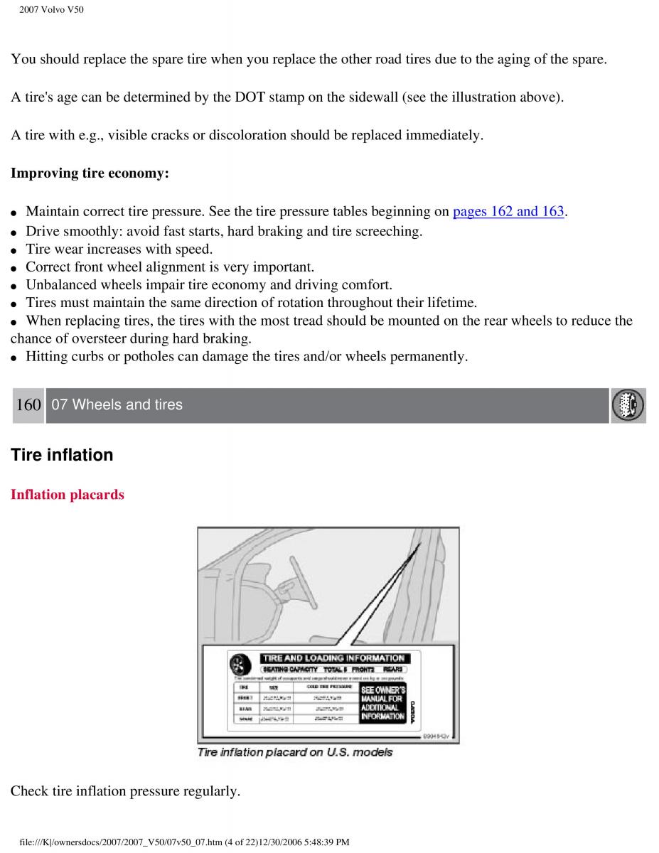 Volvo V50 owners manual / page 181