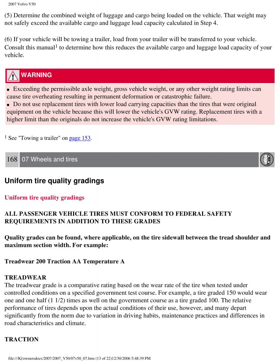 Volvo V50 owners manual / page 190