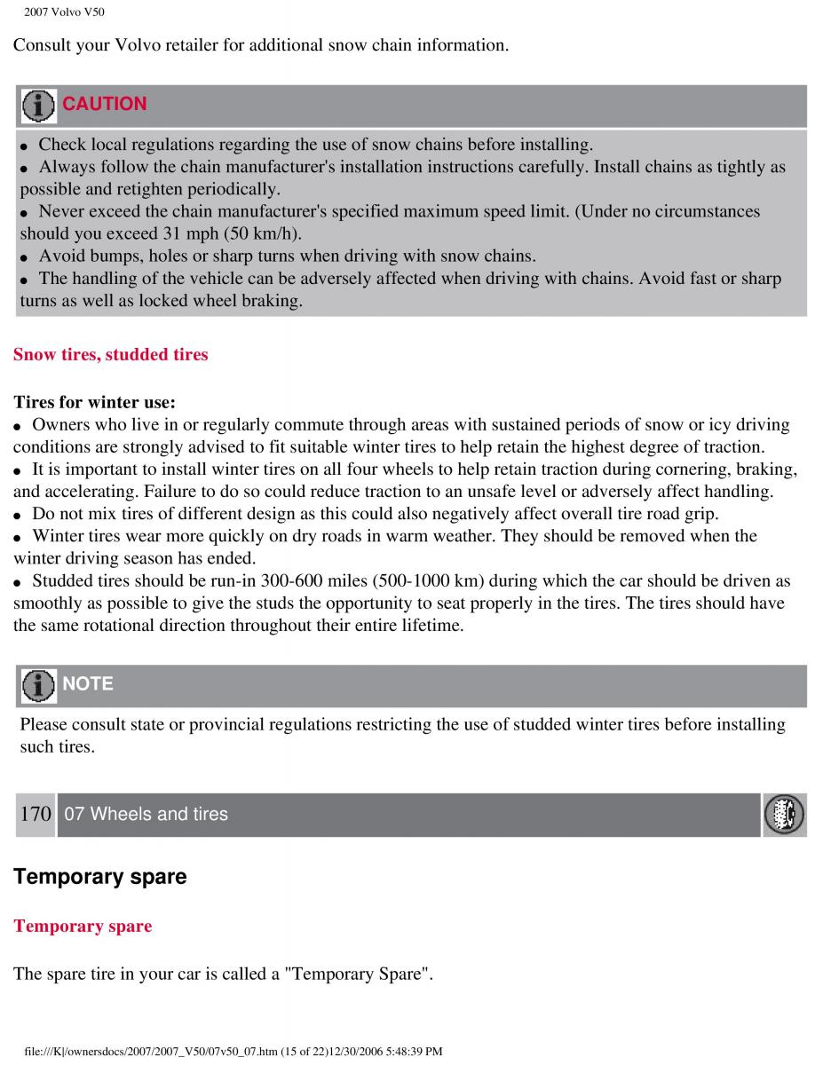 Volvo V50 owners manual / page 192