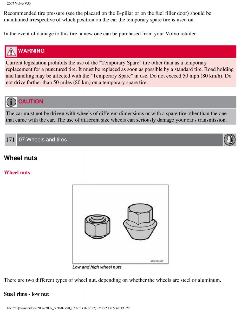 Volvo V50 owners manual / page 193