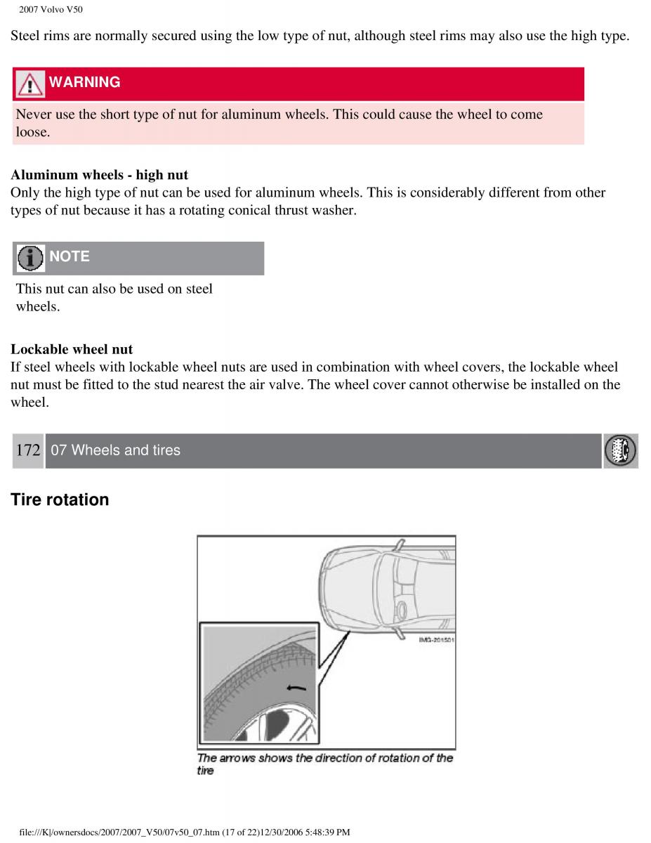 Volvo V50 owners manual / page 194