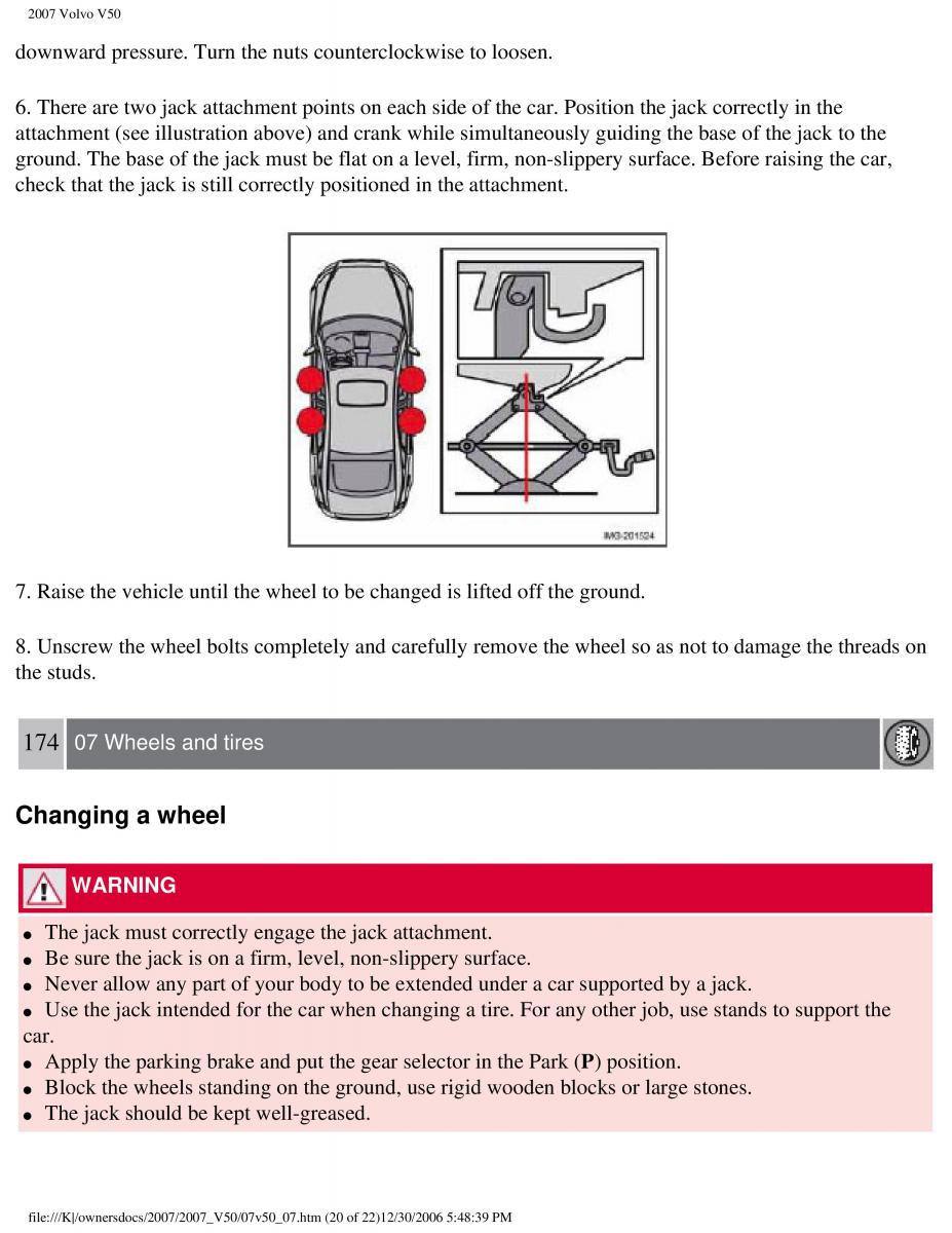 Volvo V50 owners manual / page 197