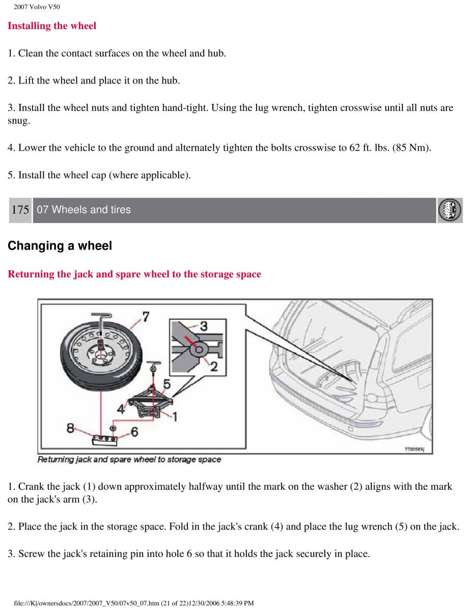 Volvo V50 owners manual / page 198