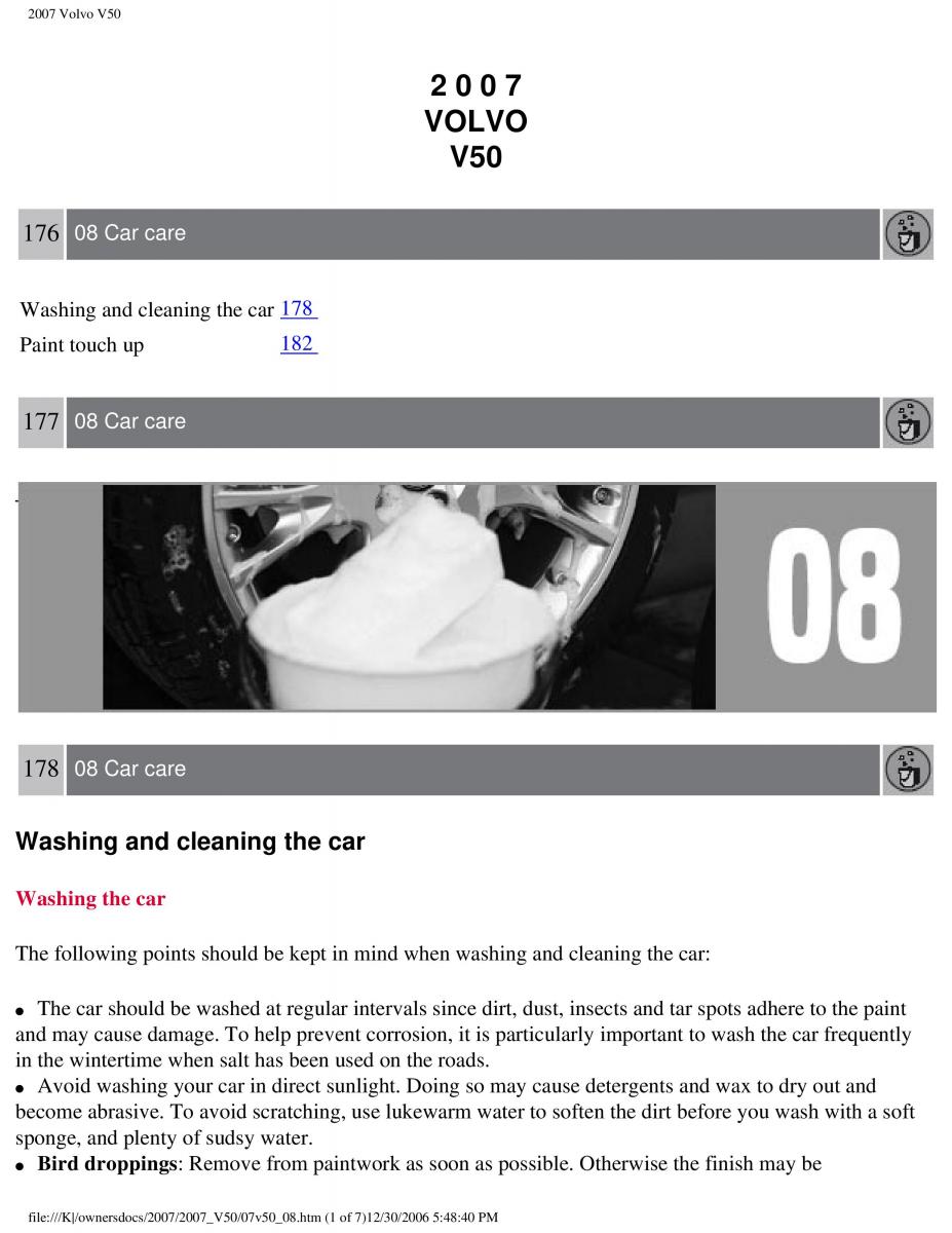 Volvo V50 owners manual / page 200