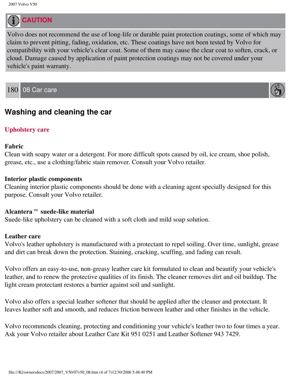 Volvo V50 owners manual / page 203