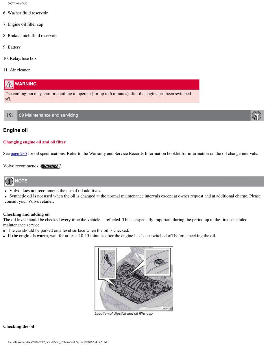 Volvo V50 owners manual / page 211