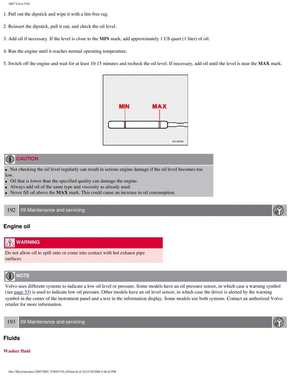 Volvo V50 owners manual / page 212