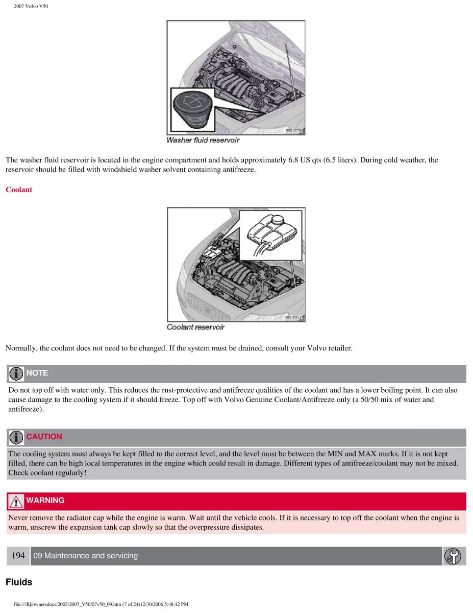 Volvo V50 owners manual / page 213