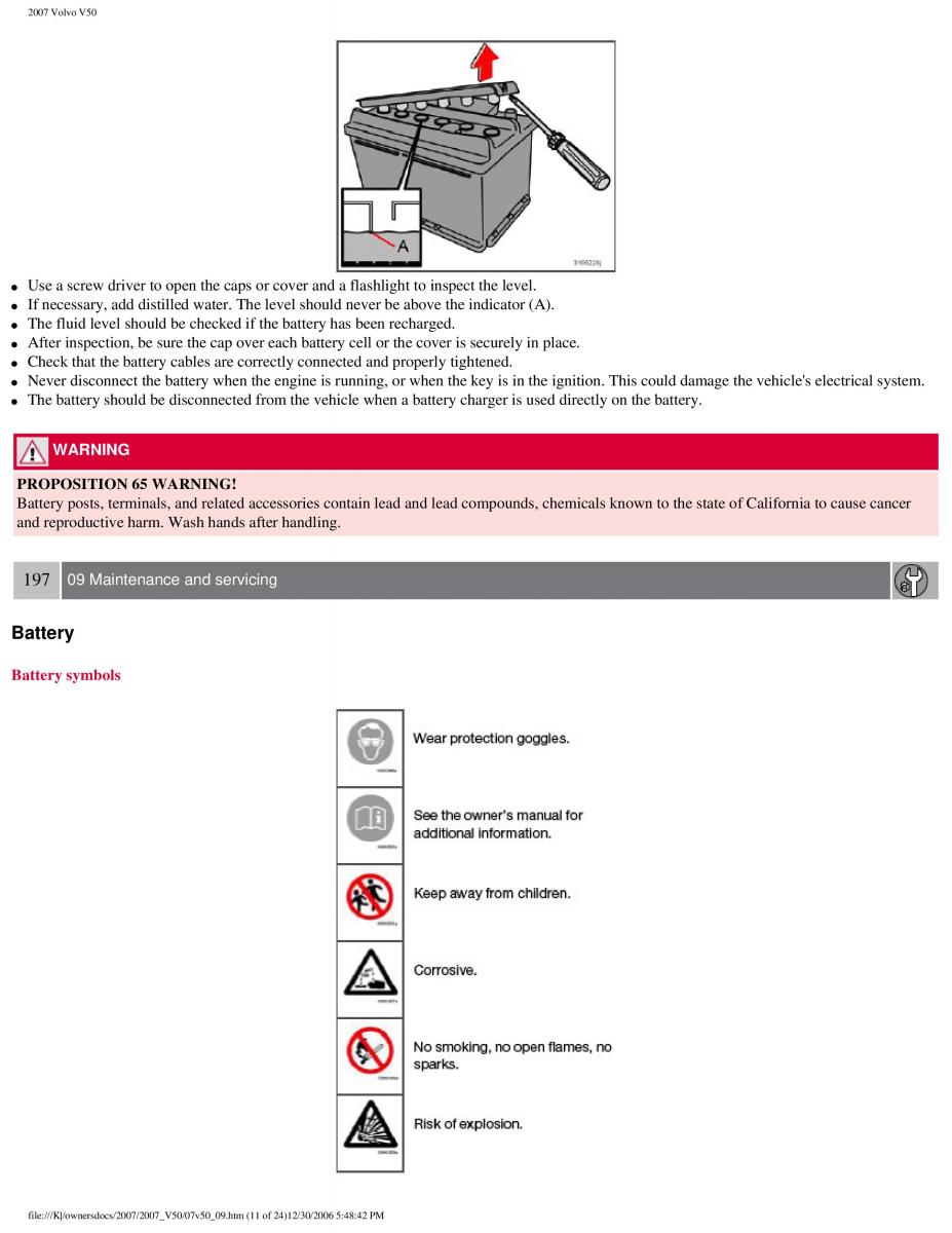 Volvo V50 owners manual / page 217