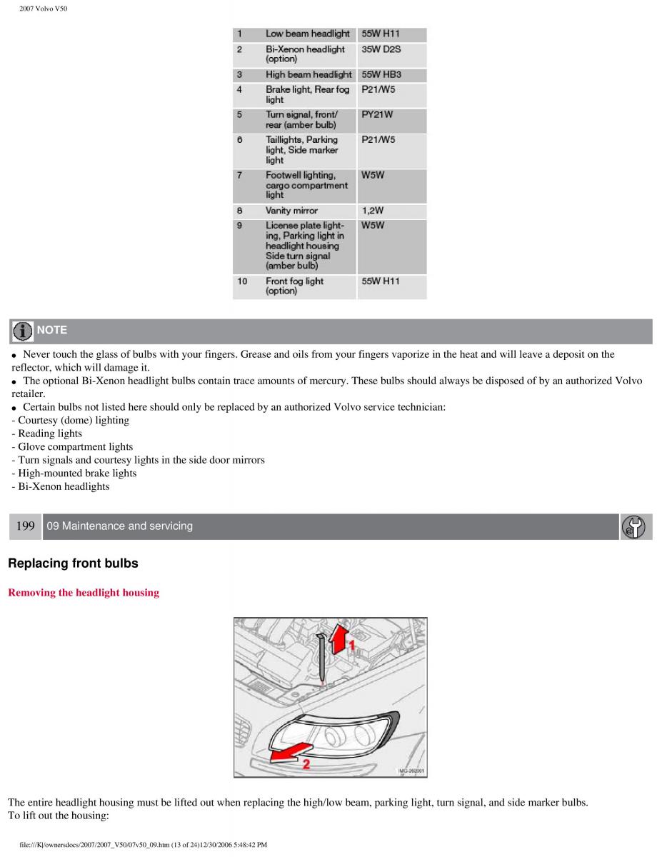 Volvo V50 owners manual / page 219