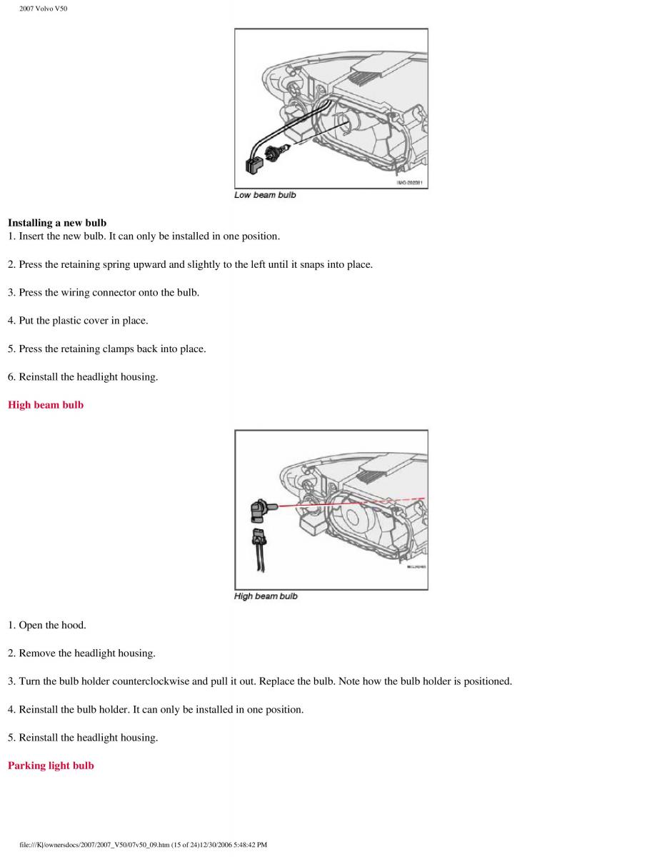 Volvo V50 owners manual / page 221