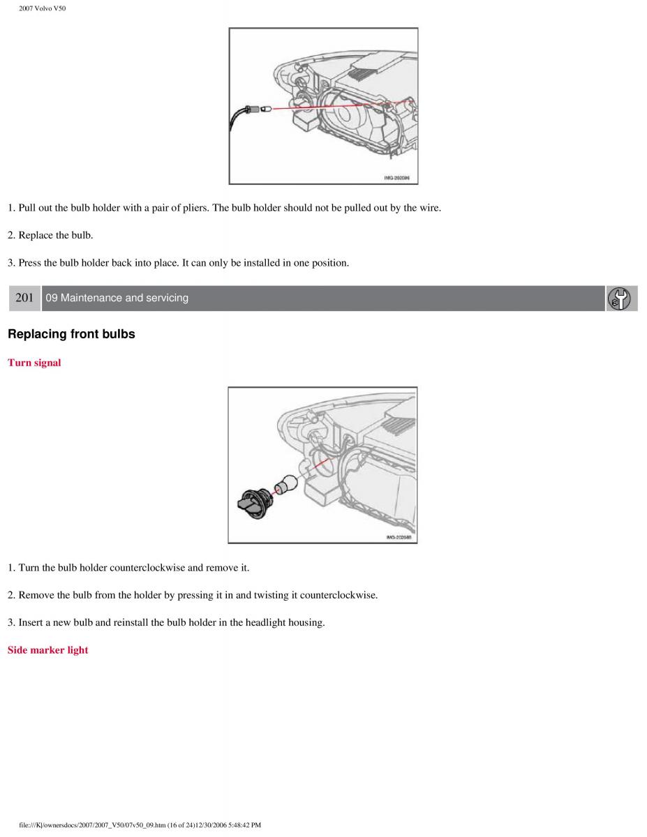 Volvo V50 owners manual / page 222