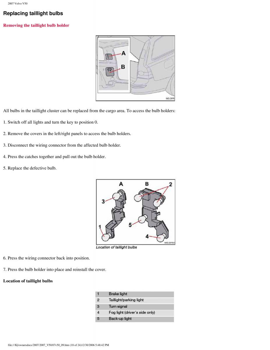 Volvo V50 owners manual / page 224