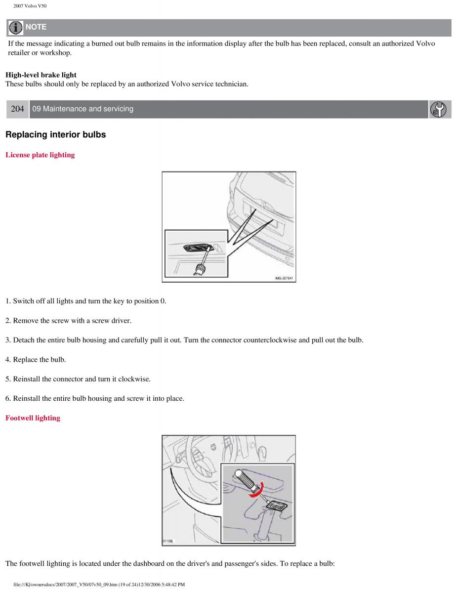 Volvo V50 owners manual / page 225