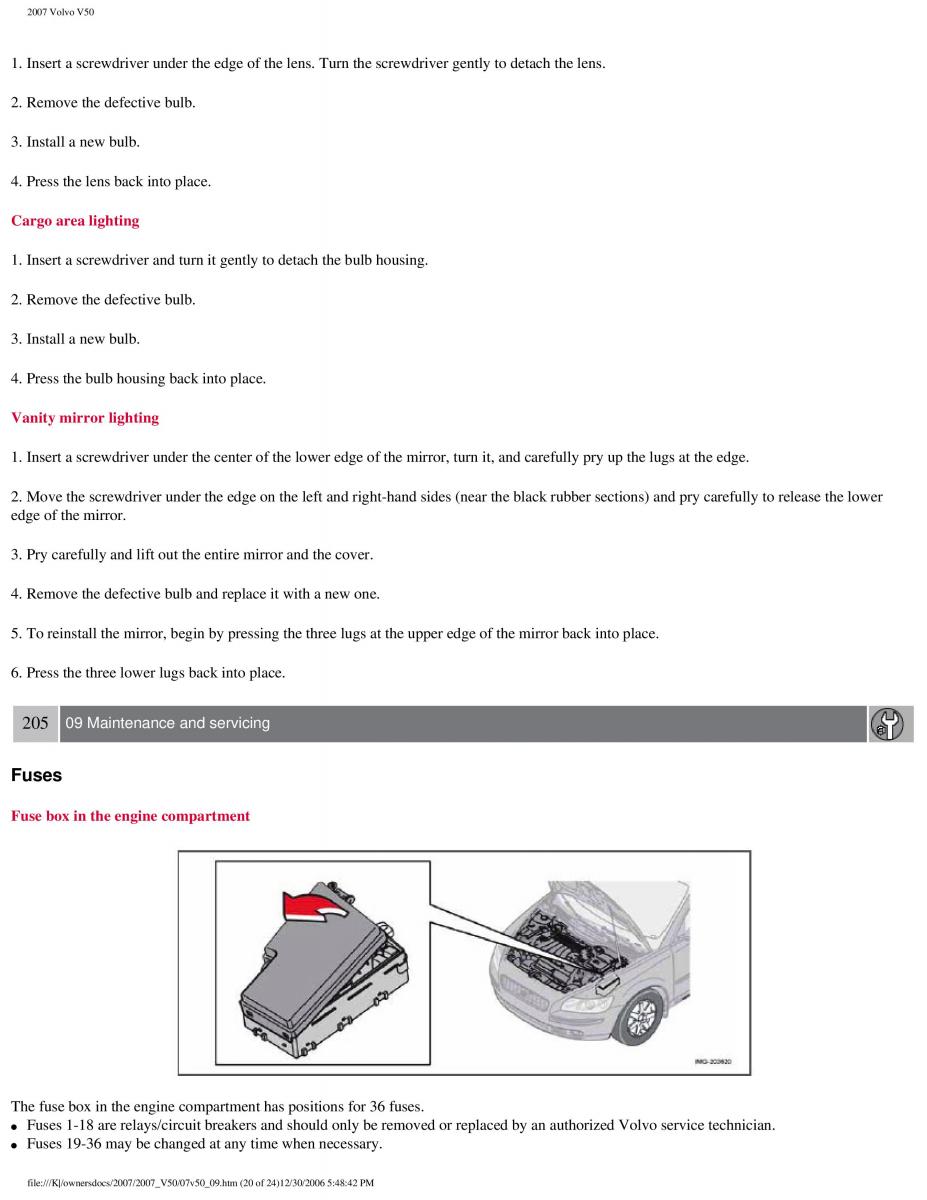 Volvo V50 owners manual / page 226