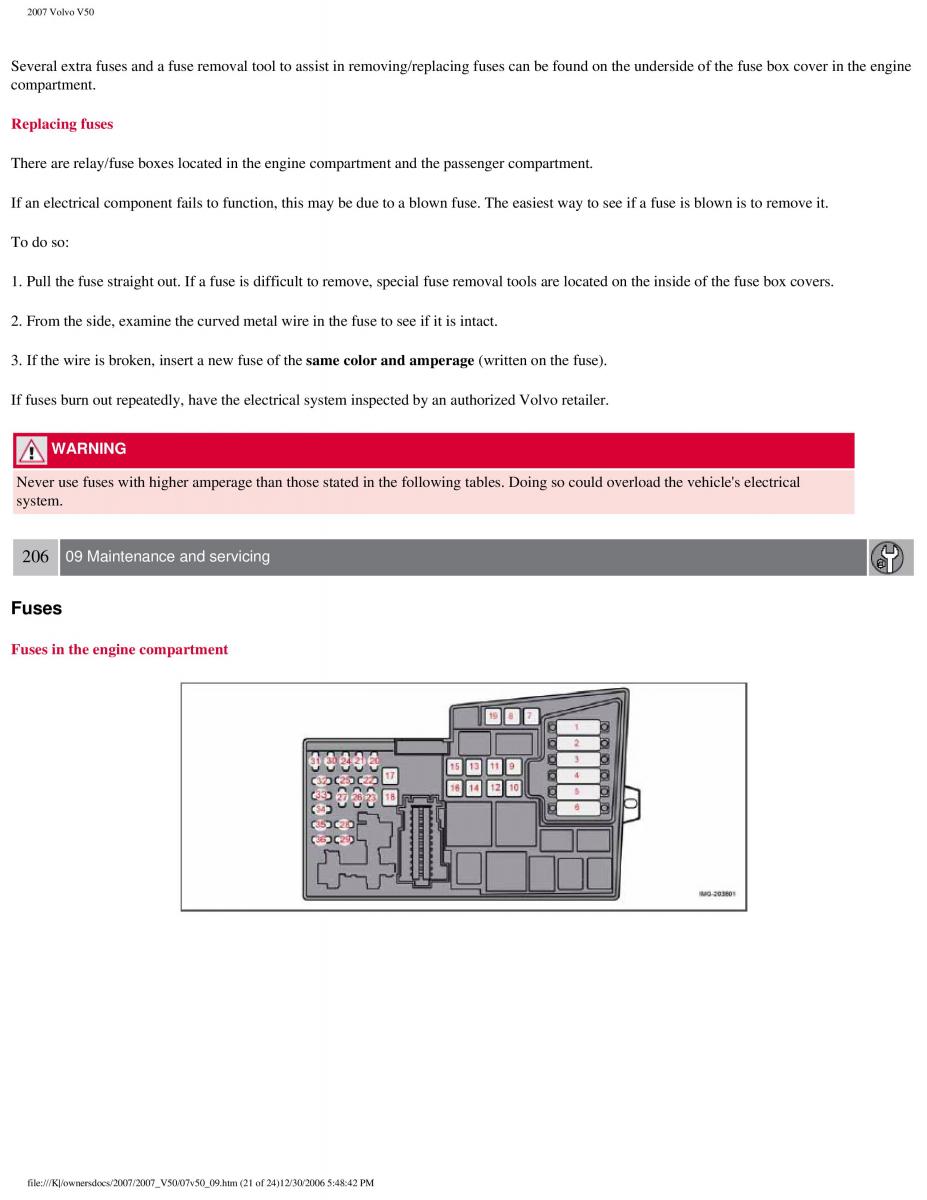 Volvo V50 owners manual / page 227