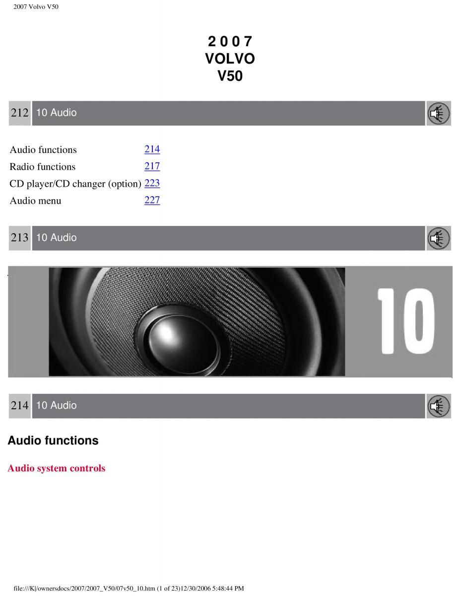 Volvo V50 owners manual / page 231