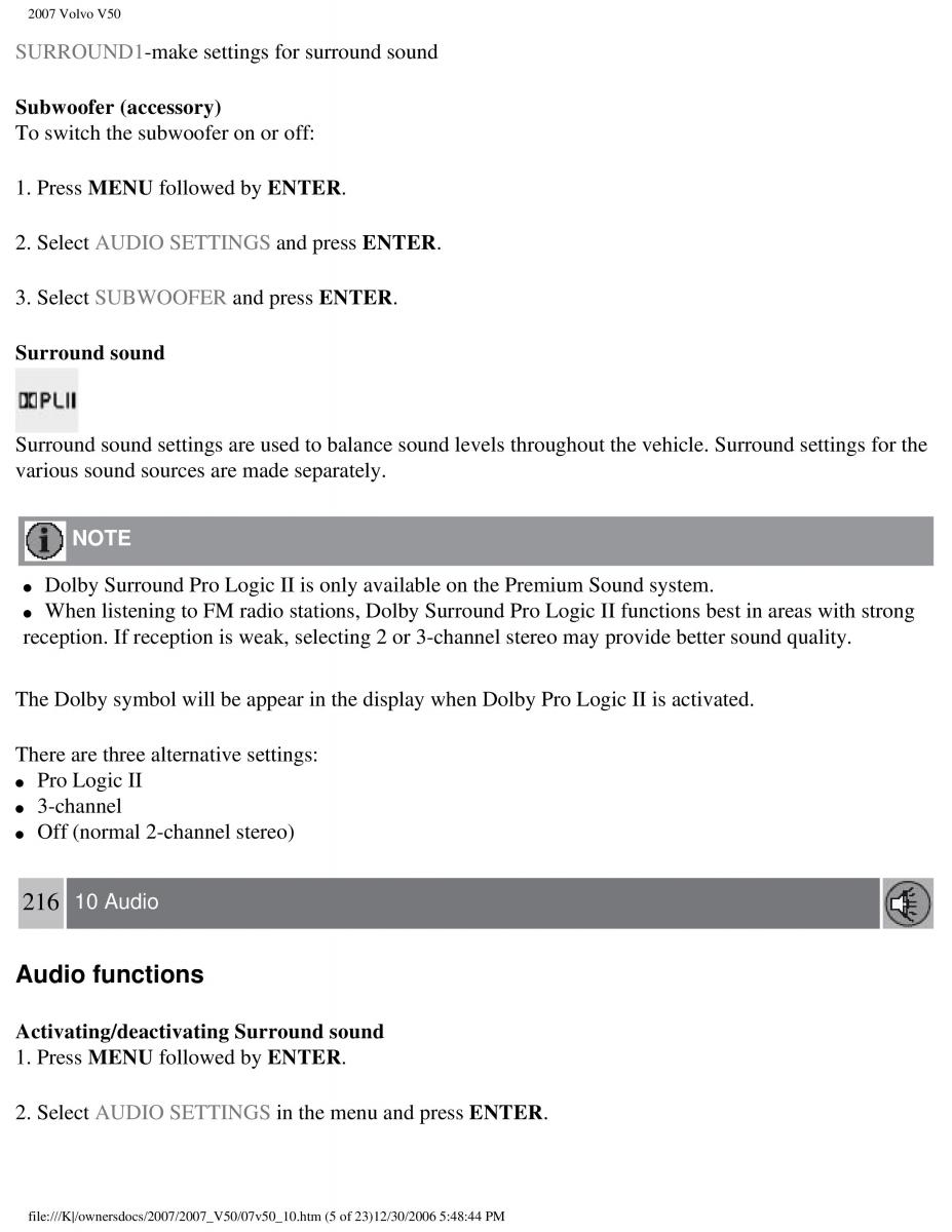 Volvo V50 owners manual / page 235