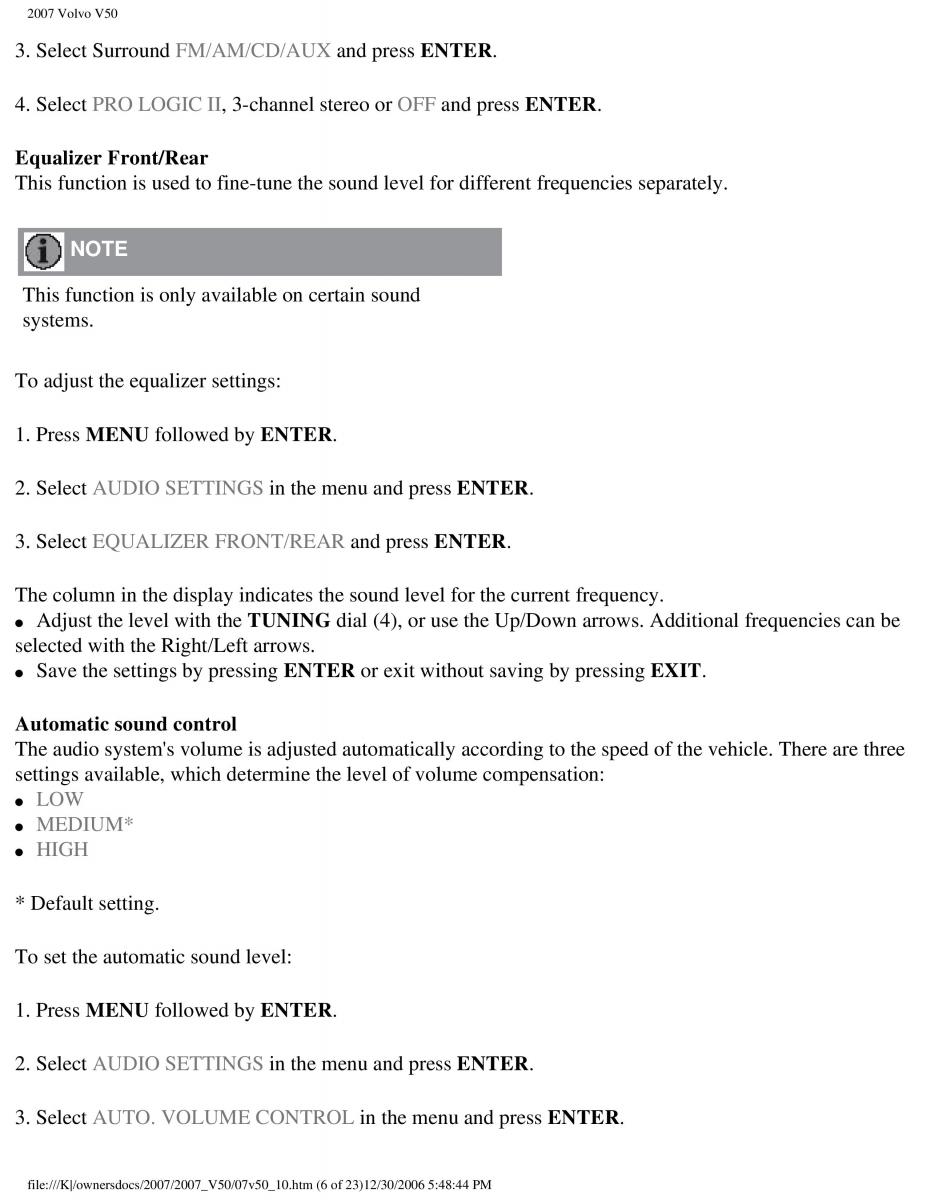 Volvo V50 owners manual / page 236