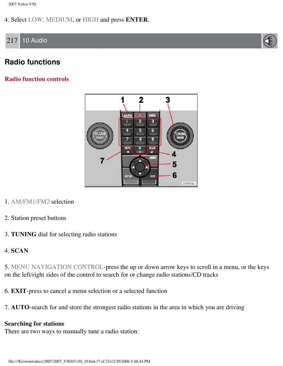 Volvo V50 owners manual / page 237