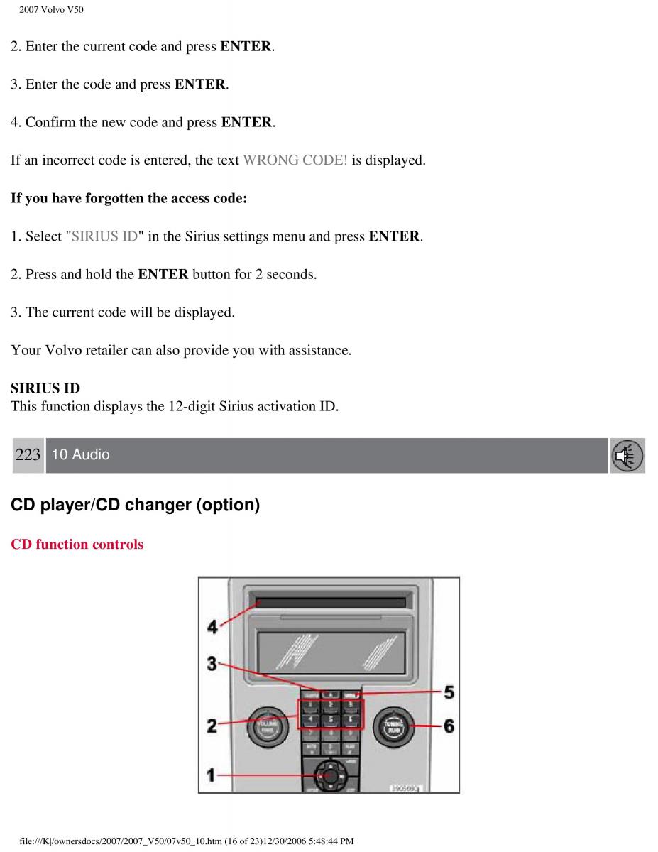 Volvo V50 owners manual / page 246