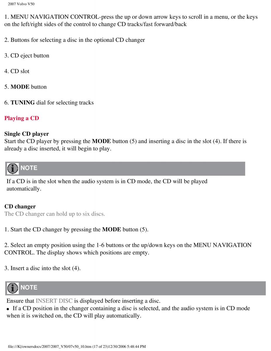 Volvo V50 owners manual / page 247