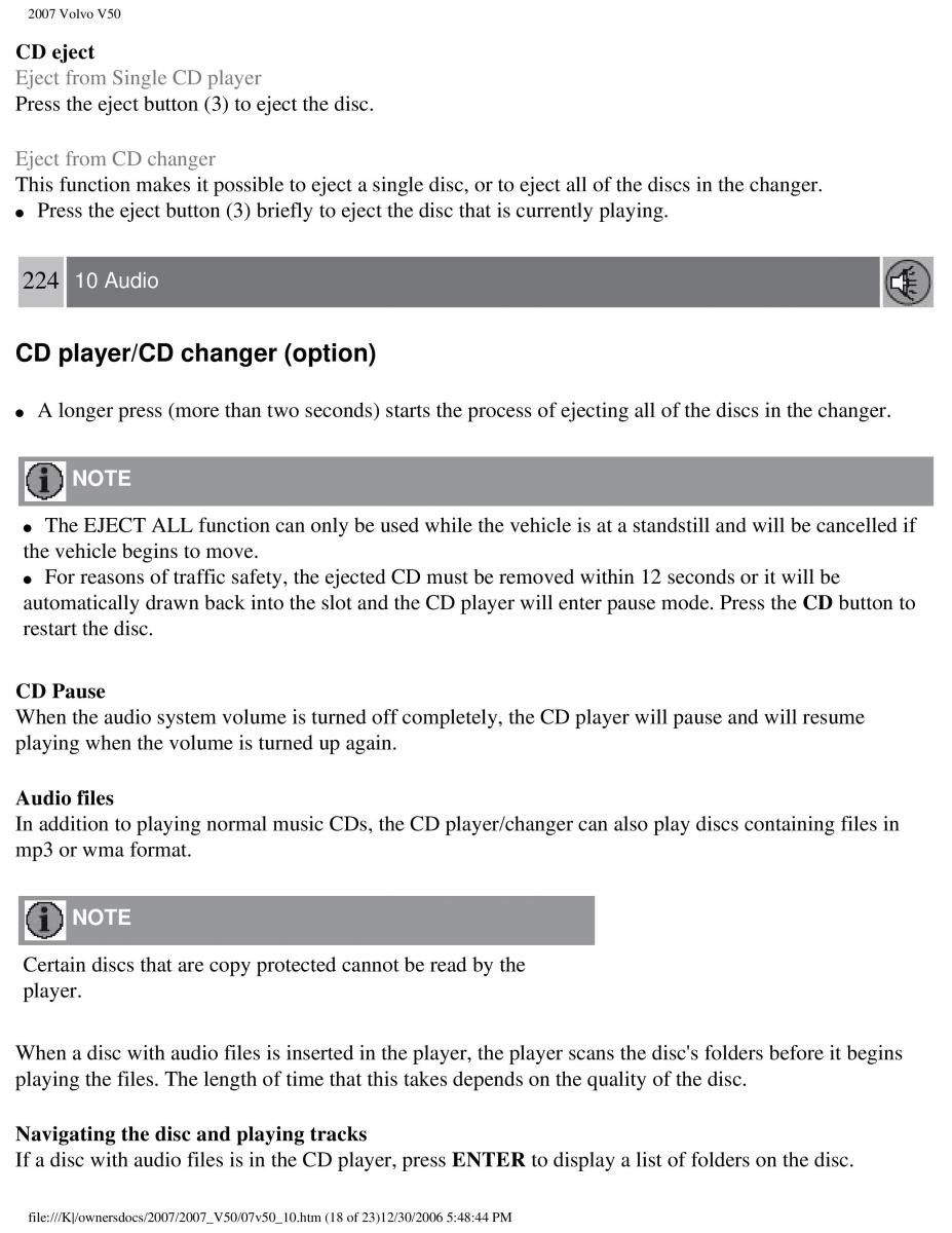 Volvo V50 owners manual / page 248