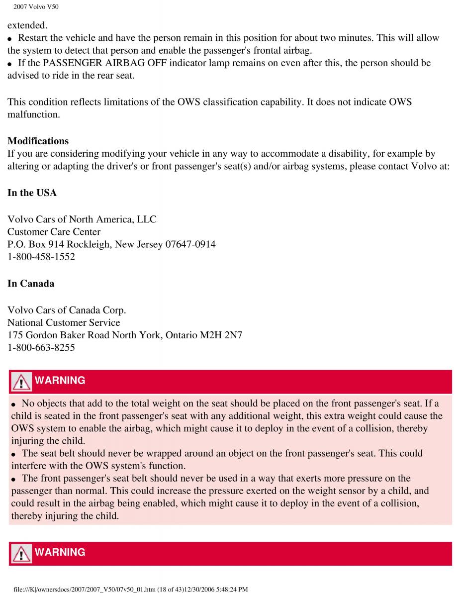 Volvo V50 owners manual / page 25