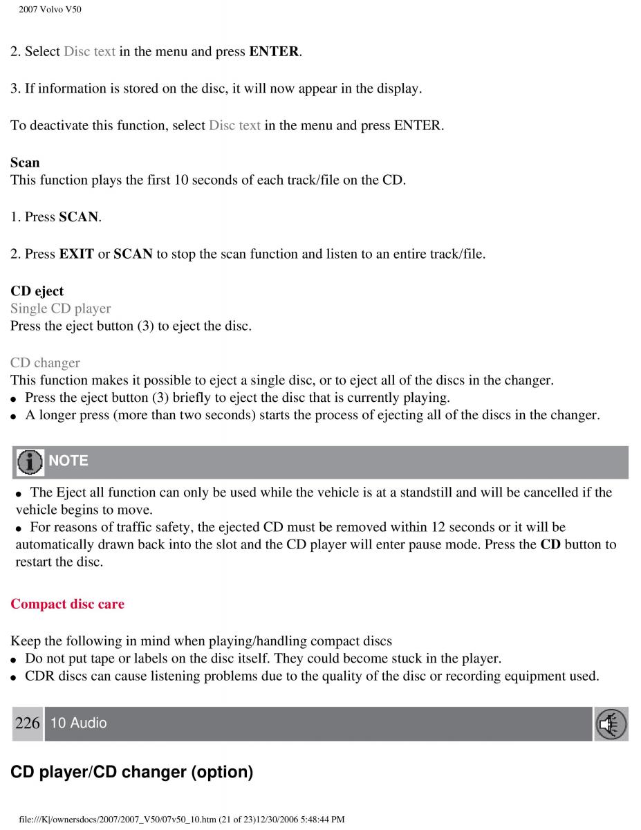 Volvo V50 owners manual / page 251