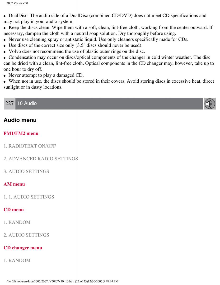 Volvo V50 owners manual / page 252