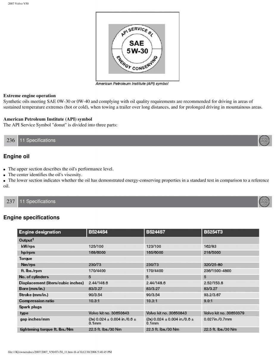 Volvo V50 owners manual / page 259