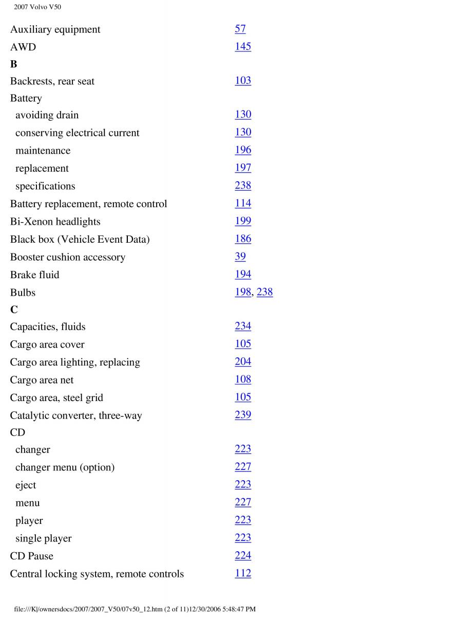 Volvo V50 owners manual / page 263