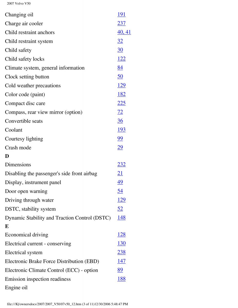 Volvo V50 owners manual / page 264