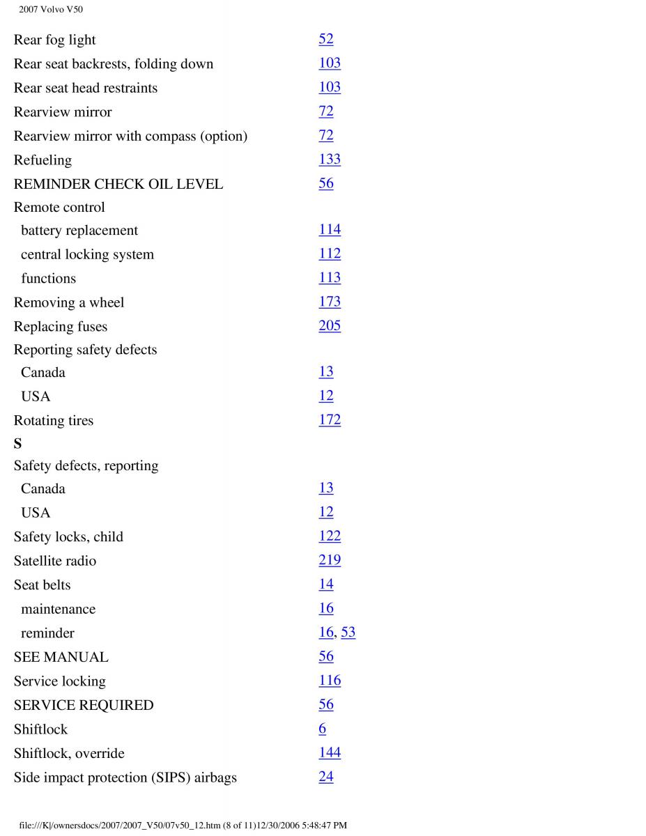 Volvo V50 owners manual / page 269