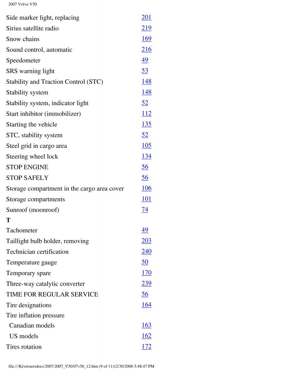 Volvo V50 owners manual / page 270