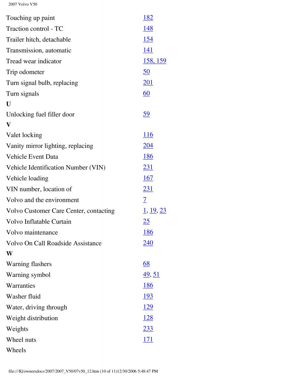 Volvo V50 owners manual / page 271