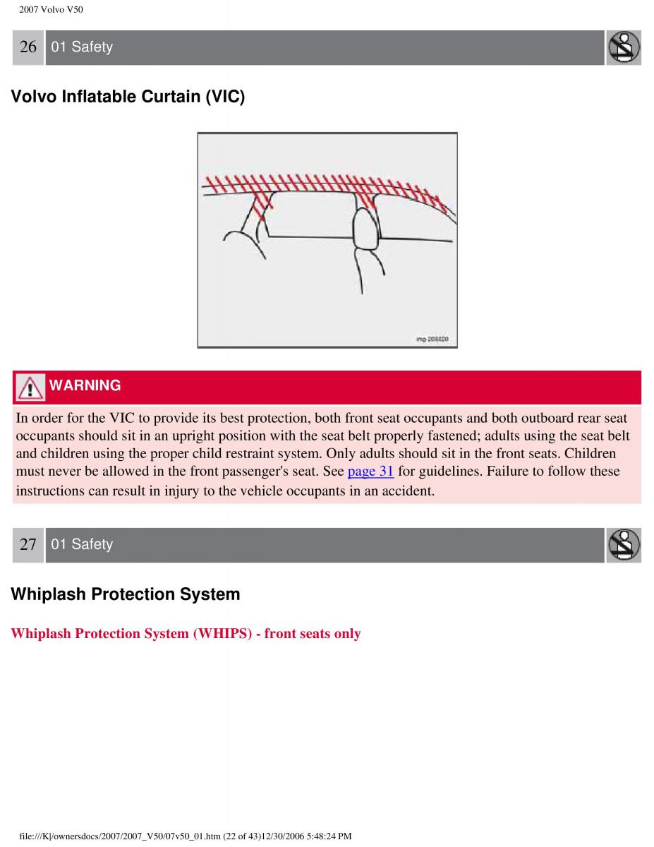 Volvo V50 owners manual / page 29