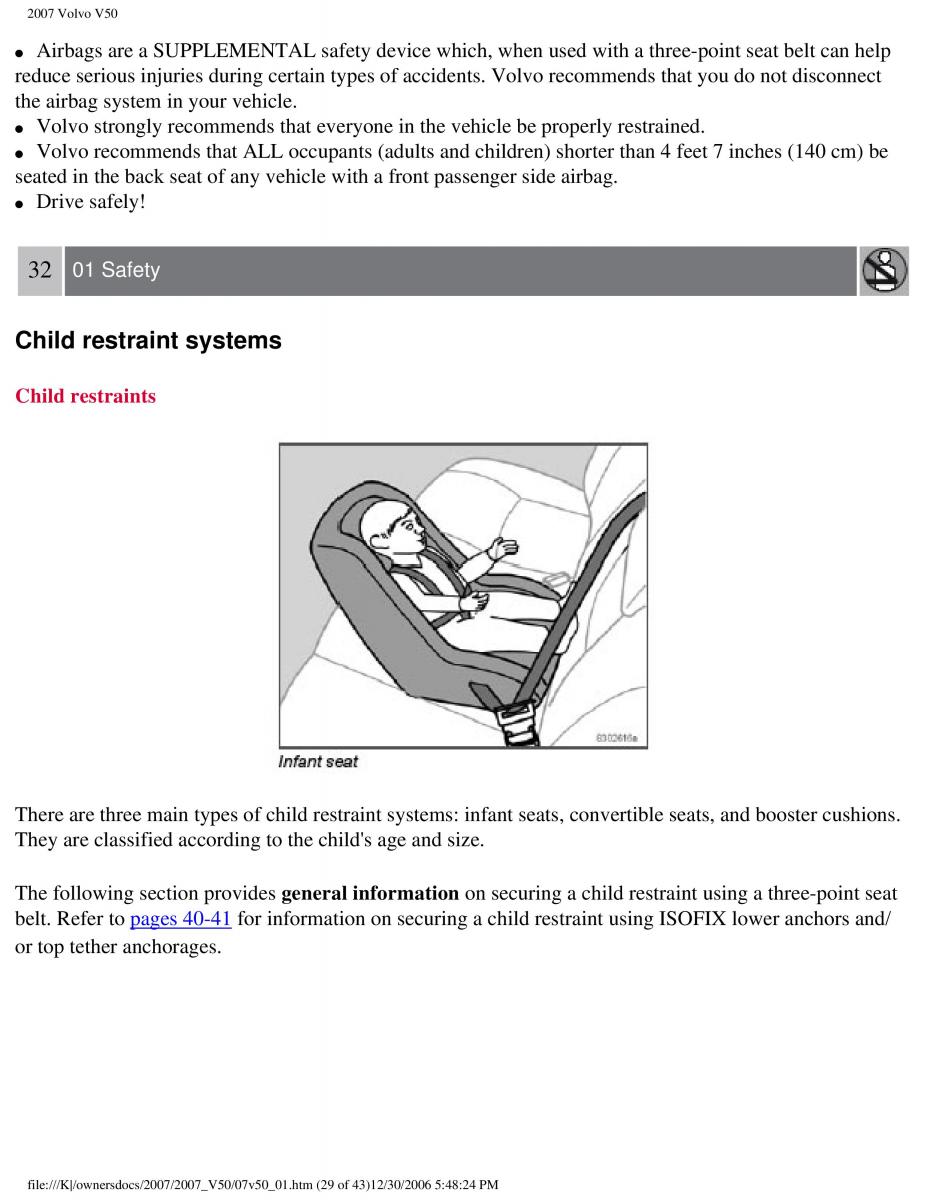 Volvo V50 owners manual / page 36